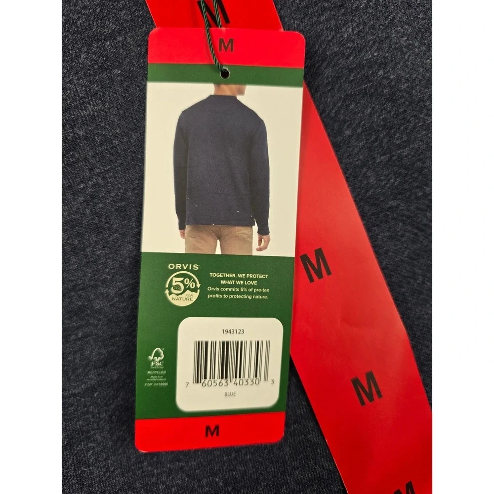 Orvis Crewneck Sweatshirt Mens Size M Blue Long Sleeve Midweight Cotton Poly